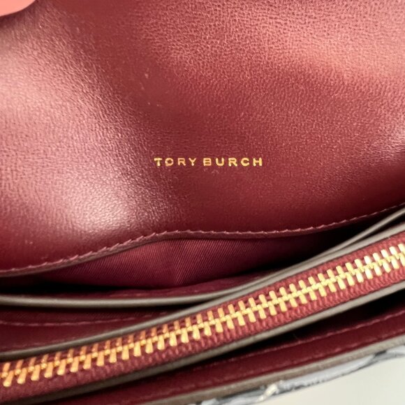 Tory Burch Kira Chevron Chain Wallet Floral Print Leather Crossbody Bag Small - Picture 13 of 16